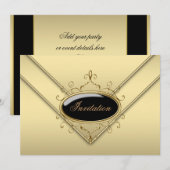 Invitation Fête Or Noir (Devant / Derrière)