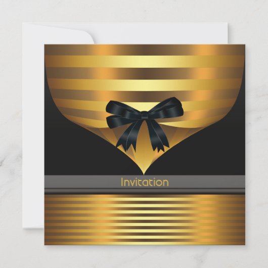 Invitation Fête Or Noir Toute Occasion (Devant)