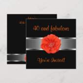 Invitation Fête Orange Fleur Incroyable 40 ans (Devant / Derrière)