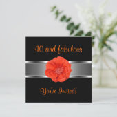 Invitation Fête Orange Fleur Incroyable 40 ans (Debout devant)