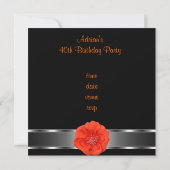 Invitation Fête Orange Fleur Incroyable 40 ans (Dos)