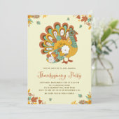 Invitation Fête Orange Florale Turquie Thanksgiving Party (Debout devant)