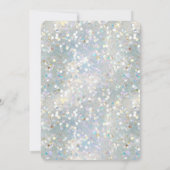 Invitation Fête Pailleté Argent Bokeh Bleu Blanc Anniversaire (Dos)
