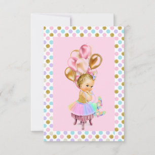 Invitation Fête pailletée pastel pour bébé fille vintage