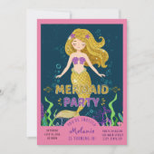 Invitation Fête Paillettes Sirène (Devant)