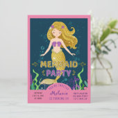 Invitation Fête Paillettes Sirène (Debout devant)
