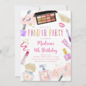 Invitation Fête Pamper Rose Tween Fille Anniversaire (Devant)