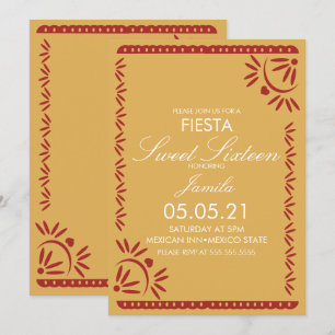 Invitation Fête Papel Picado Sweet 16 Mexicain à Coquilles