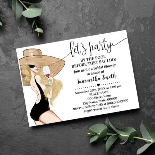 Invitation Fête par pool avant de faire Fête des mariées