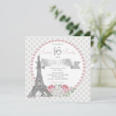 Invitation Fête Parisienne Perle Rose Sweet 16 (Debout devant)