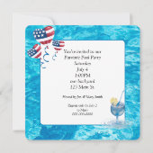Invitation Fête patriotique au bord de la piscine avec un can (Dos)