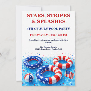 Invitation Fête patriotique du 4 juillet au bord de la piscin