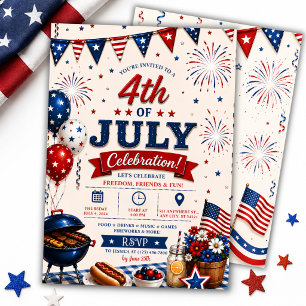 Invitation Fête patriotique du 4 juillet BBQ