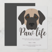 Invitation Fête patte de chien chiot mignon (Devant / Derrière)