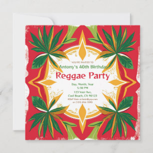Invitation Fête personnalisable aux palmiers floraux reggae 