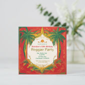 Invitation Fête personnalisable aux palmiers floraux Reggae  (Debout devant)