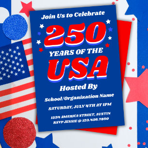 Invitation Fête personnalisable patriotique de 250 ans États-