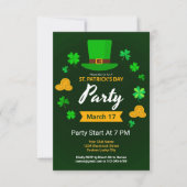 Invitation Fête personnalisée de la Saint-Patrick sur le thèm (Devant)