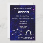 Invitation Fête personnalisée du zodiaque Balance Galaxie (Devant)
