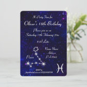 Invitation Fête personnalisée du zodiaque Poissons Galaxie (Debout devant)