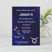 Invitation Fête personnalisée du zodiaque Taureau Galaxy (Debout devant)