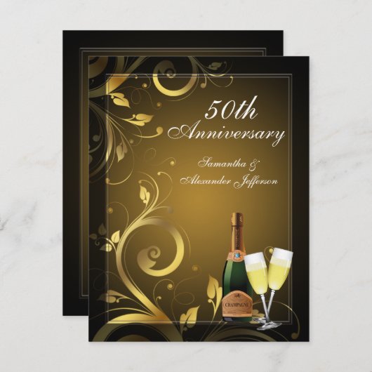 Invitation Fête personnalisée pour le 50e anniversaire de mar (Devant / Derrière)