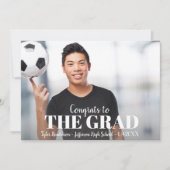 Invitation Fête photo moderne Gras Bleu Grille Graduation (Devant)