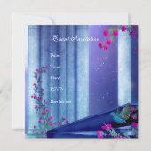 Invitation Fête Piano Oiseaux Clair de Lune Bleu (Dos)