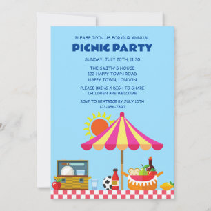 INVITATION FÊTE PICNIC D'ÉTÉ PERSONNALISABLE