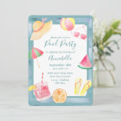 Invitation Fête Piscine à l'aquarelle (Debout devant)