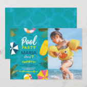 Invitation Fête Piscine Anniversaire Été (Devant / Derrière)