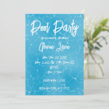 Fête Piscine Douce 16 Eau Bleue Minimaliste Annive