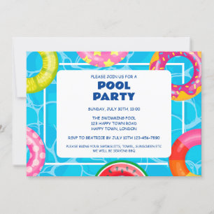 INVITATION FÊTE PISCINE PERSONNALISABLE