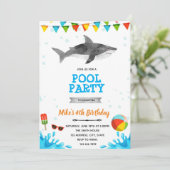 Invitation fête piscine plage requin (Debout devant)