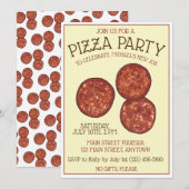Invitation FÊTE PIZZA Pepperoni Pie Slice Pizzeria Anniversai (Devant / Derrière)