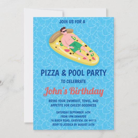 invitation fête pizza piscine (Devant)