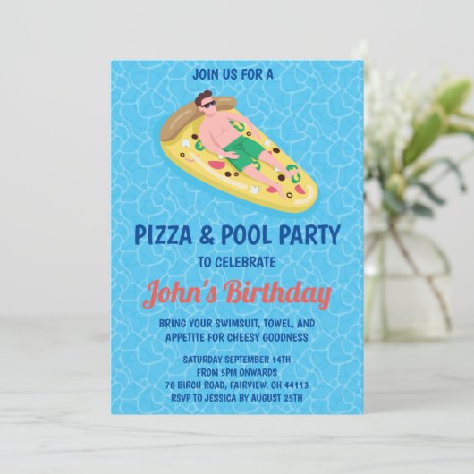 invitation fête pizza piscine (Debout devant)