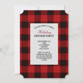 Invitation fête plaid rouge rustique d'hiver bûcheron (Devant)