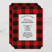 Invitation fête plaid rouge rustique d'hiver bûcheron (Devant / Derrière)