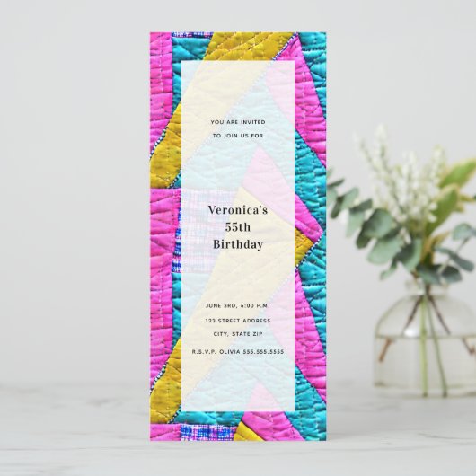 Invitation Fête polyvalente inspirée d'un patchwork générique (Debout devant)