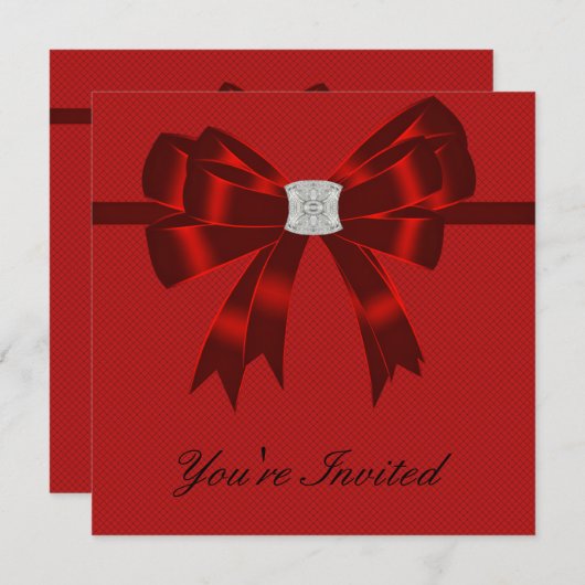 Invitation Fête polyvalente rouge et noir (Devant / Derrière)