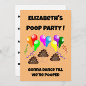 Invitation Fête POOP drôle filles mignonnes garçons (Devant / Derrière)