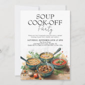 Invitation Fête Potluck Concours de Soupe Rustique (Devant)