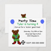 Invitation Fête pour botter le ballon de foot (Devant / Derrière)