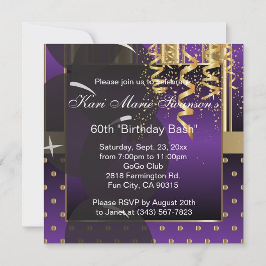 Invitation Fête pour les 60 ans (Dos)