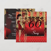 Invitation Fête pour les 60 ans d'une fille (Devant / Derrière)