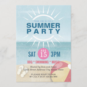 Invitation Fête pour l'été / plage / piscine / Mariage d'été