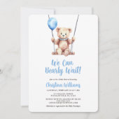 Invitation Fête pour un bébé garçon Ourson (Devant)