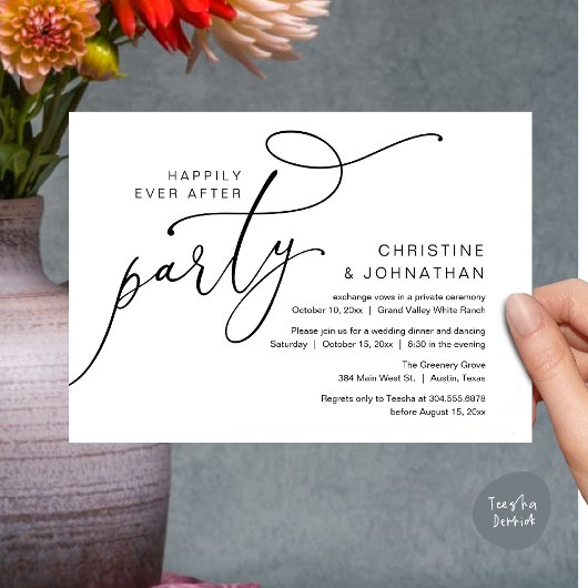 Invitation Fête pour un Bonheur Éternel, Dîner Romantique Dan
