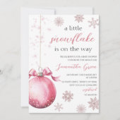 Invitation Fête Précieuse d'une Petite Flocon de Neige Bébé (Devant)